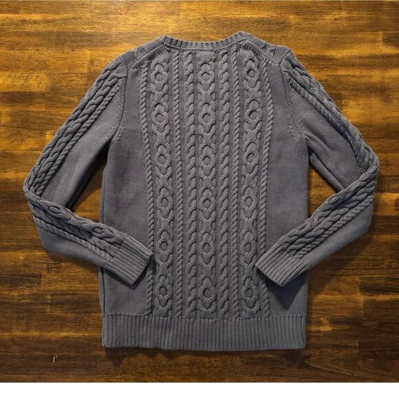 LL Bean Women's Medium Sweater Cable Knit 100% Cotton Pullover Crewneck - Picture 2 of 8